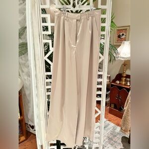 Princess Polly Cream satin Wide-Leg Trousers with pockets